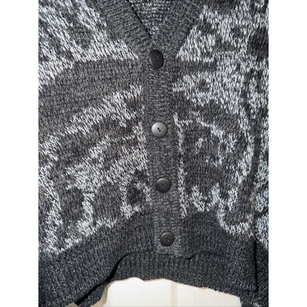 VTG Mcgregor Men's Cardigan Sweater Print Grandpa Sz M Acrylic 80's Chunky Knit - Picture 2 of 8